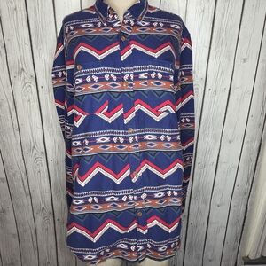 Stapleford Southwestern Aztec Print Long Sleeve Button Down Shirt Size M Western